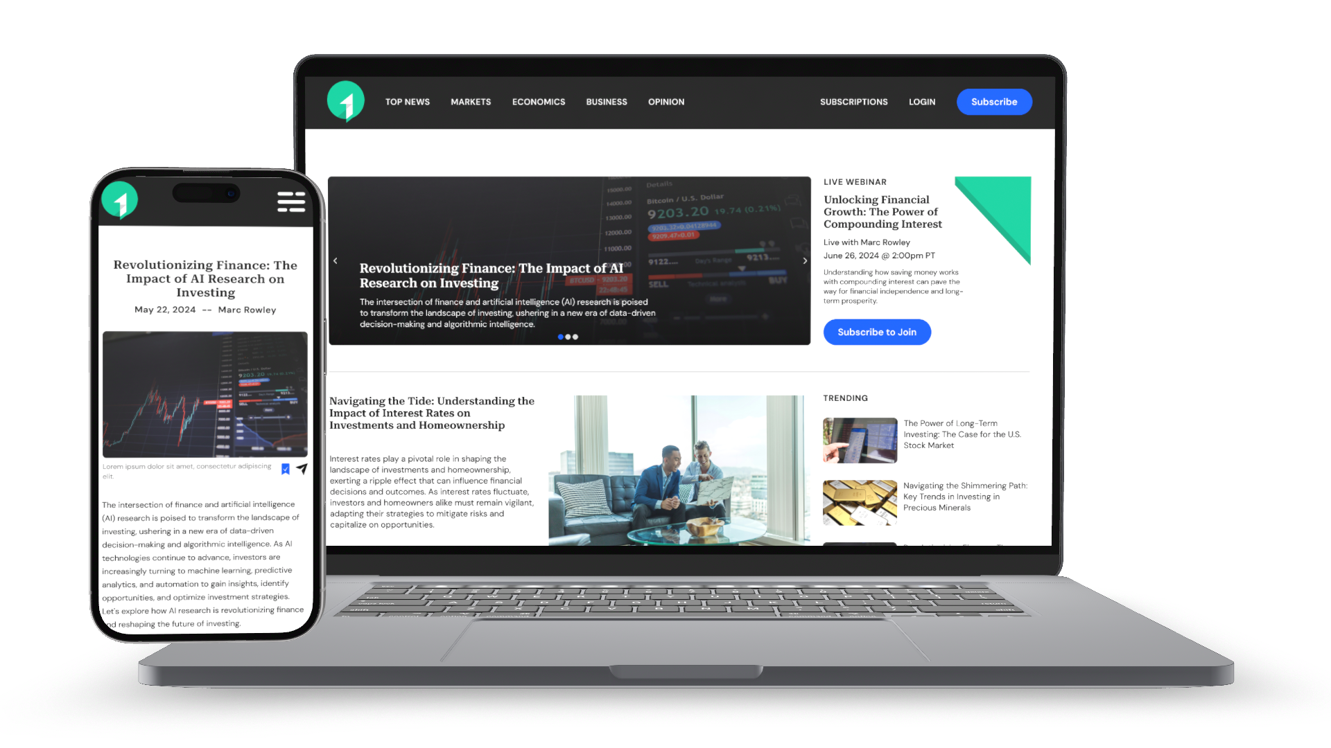 image of the coming website displayed on a mobile phone and a laptop